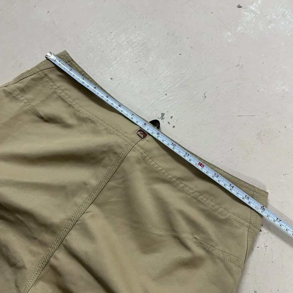 Vintage Quicksilver Sz 31 Mens Khaki Embroider Logo  Y2K Surf Board Shorts
